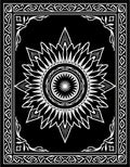 Black White Sunburst Mandala Border Rug