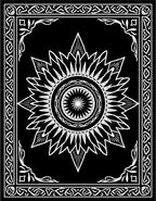Black White Sunburst Mandala Border Rug