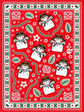 Festive Red Snowman And Star Collection Rug