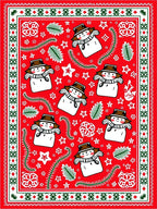 Festive Red Snowman And Star Collection Rug
