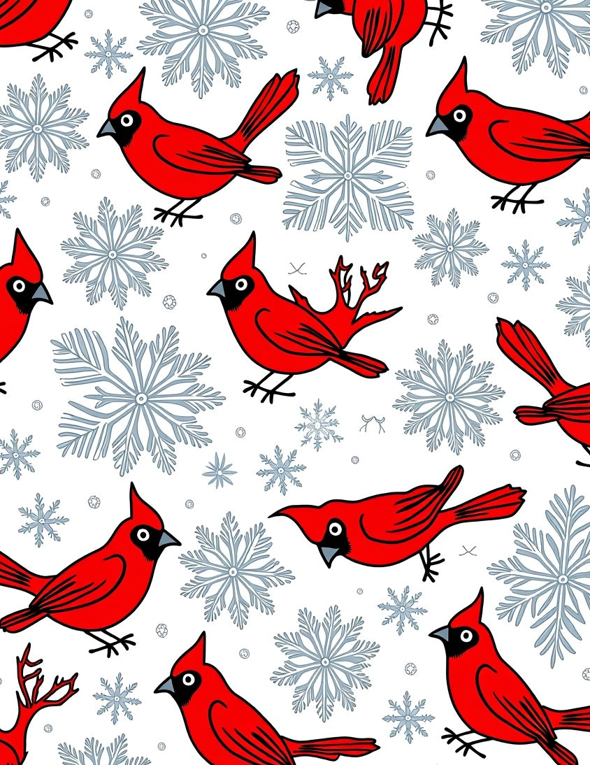 Red Cardinal Snowflakes Winter Scene Rug