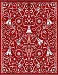 Crimson Floral Vine Scroll Rug