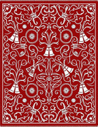 Crimson Floral Vine Scroll Rug
