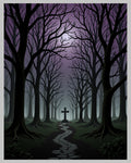 Dark Graveyard Path Stone Cross Rug