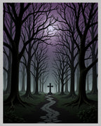 Dark Graveyard Path Stone Cross Rug