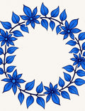 Vibrant Blue Floral Wreath Rug
