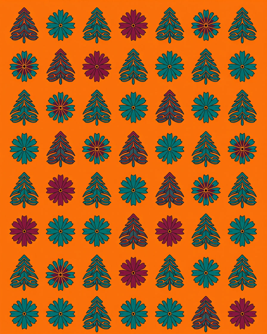 Crimson and Teal Evergreen Floral Stripe Rug
