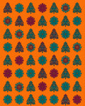 Crimson and Teal Evergreen Floral Stripe Rug