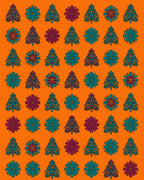 Crimson and Teal Evergreen Floral Stripe Rug