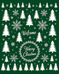 Festive Green Snowflake Tree Collection Rug