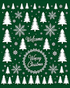 Festive Green Snowflake Tree Collection Rug