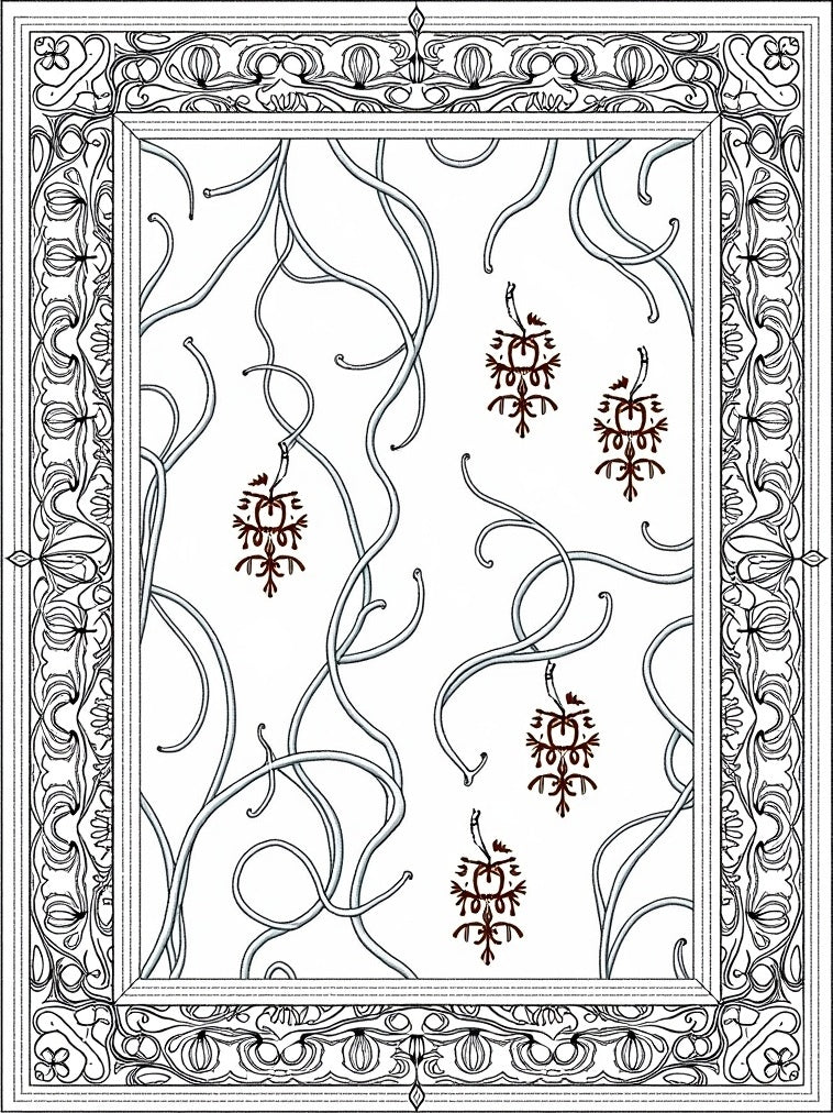 Art Nouveau Vine And Orb Border Rug