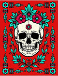 Fiery Red Floral Skull Garland Rug
