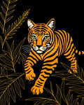 Bold Orange Tiger Jungle Leaves Rug