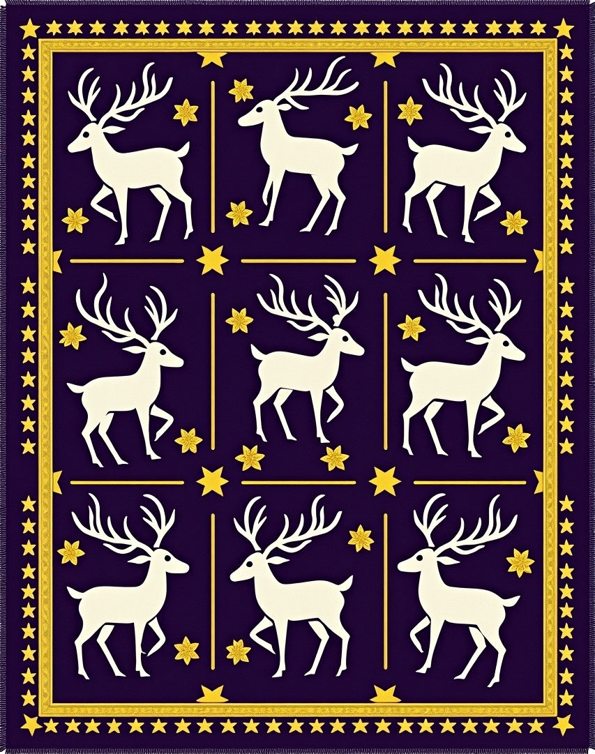 Deep Purple White Reindeer Star Medallion Rug