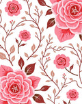 Pink Blooming Rose Vine Repeating Rug