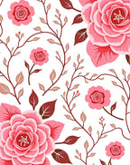 Pink Blooming Rose Vine Repeating Rug