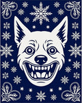 Deep Blue Grinning Hound Snowflakes Rug