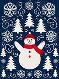 Festive Blue Snowman Christmas Tree Rug