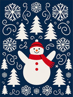 Festive Blue Snowman Christmas Tree Rug