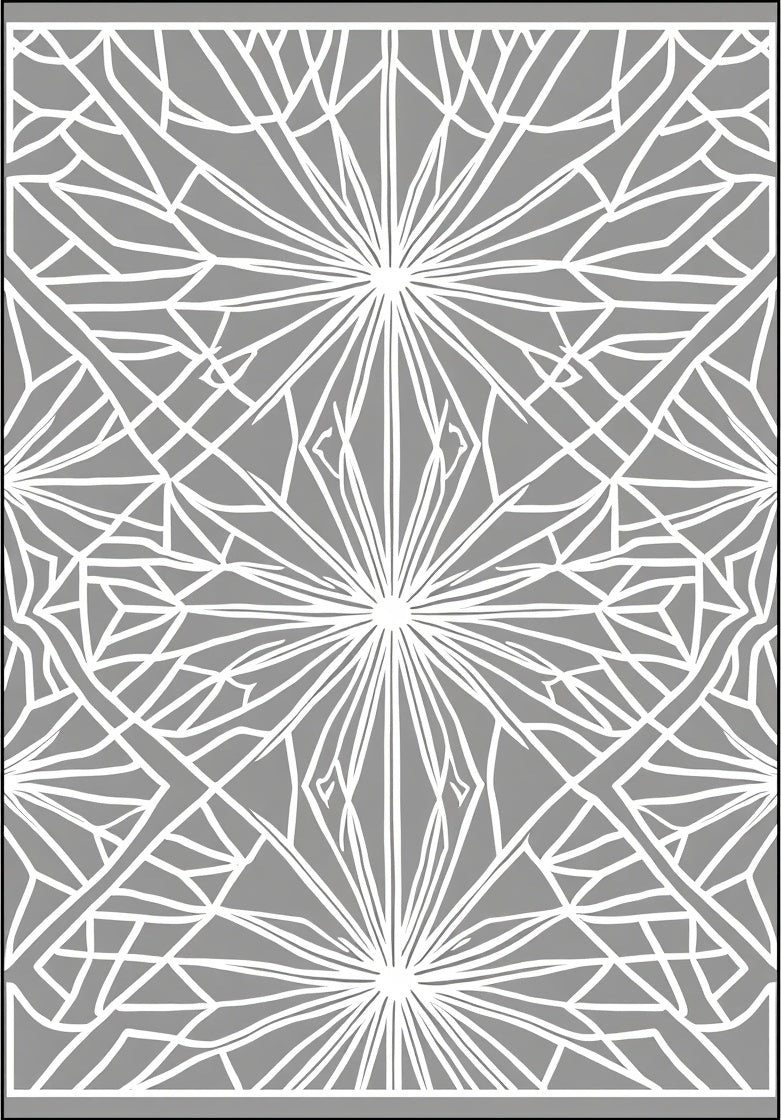 Gray White Geometric Sunburst Rug