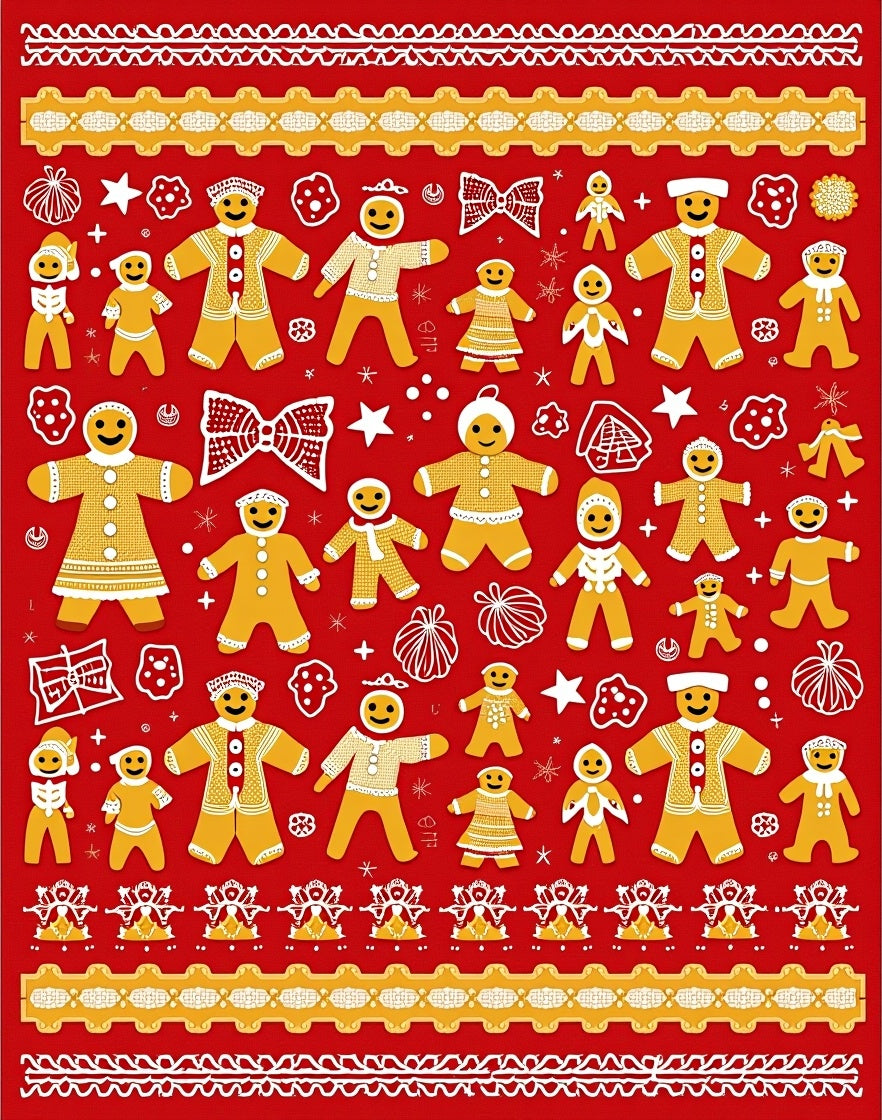 Festive Gingerbread People Christmas Rug