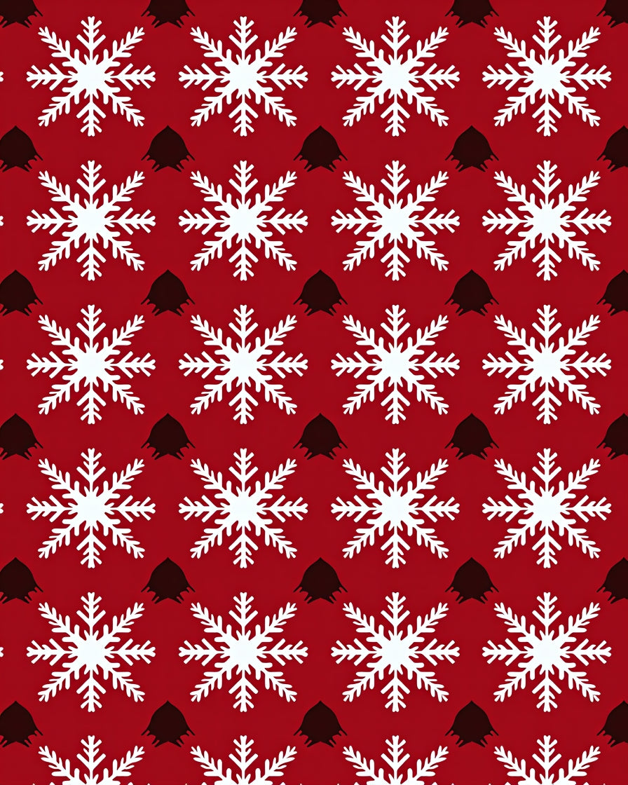 Crimson White Snowflake Geometric Arrangement Rug