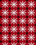 Crimson White Snowflake Geometric Arrangement Rug