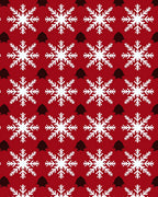 Crimson White Snowflake Geometric Arrangement Rug