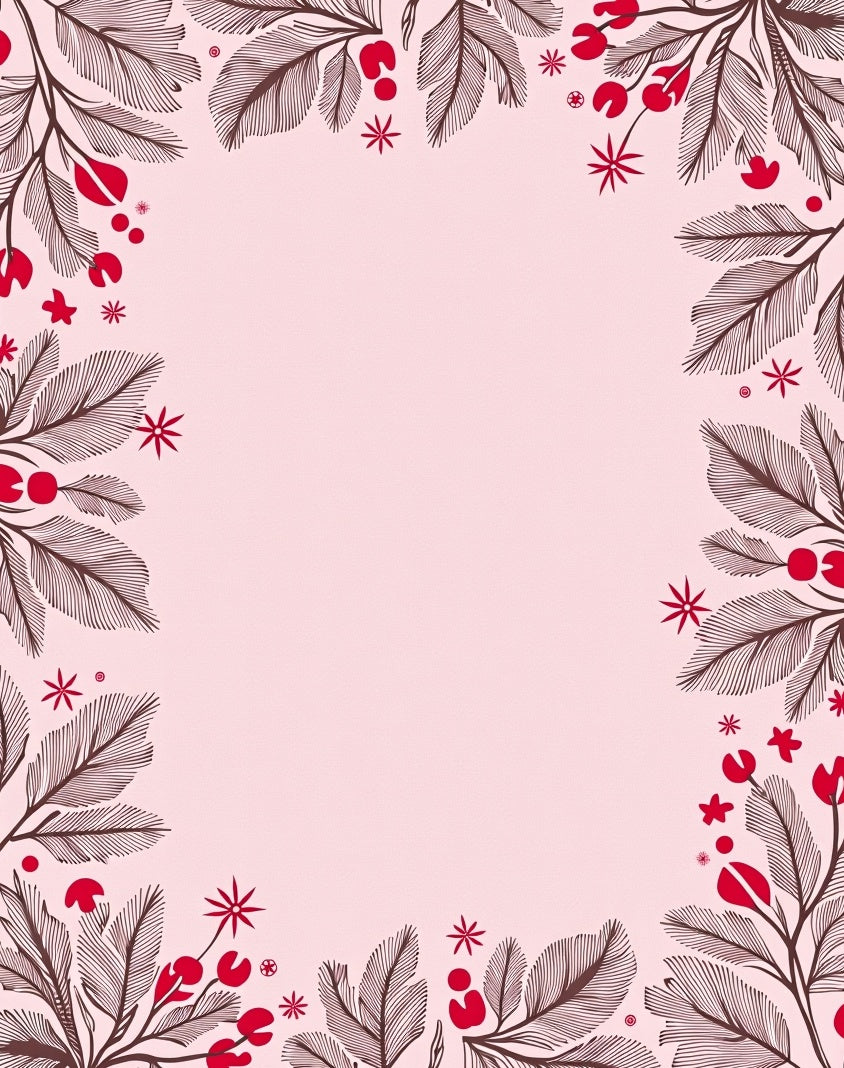 Crimson Berry Leaf Border Rug