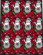 Festive Gray Snowmen Red Floral Rug