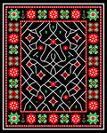 Bold Red Floral Geometric Border Rug