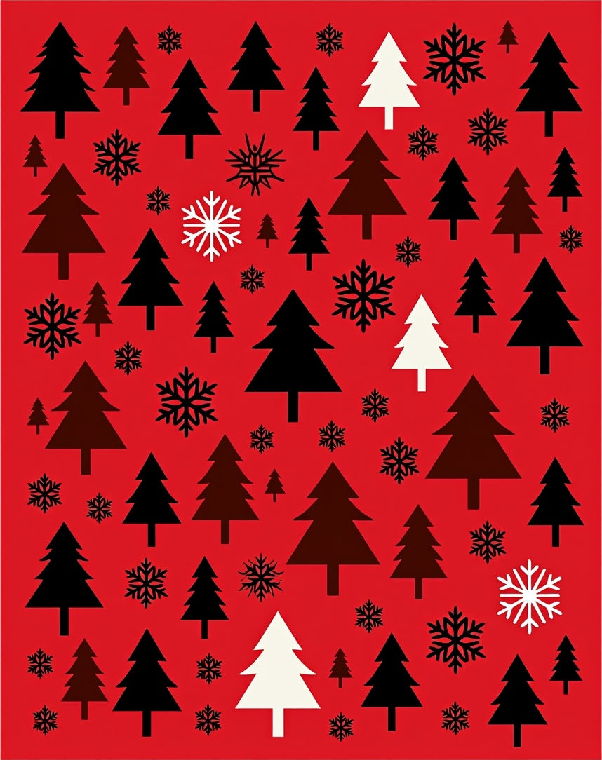 Crimson Forest Snowflakes Scatter Rug