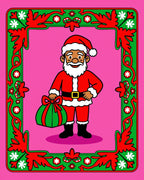 Pink Santa Gift Festive Border Rug