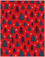 Christmas Trees Snowflakes Red Teal Rug