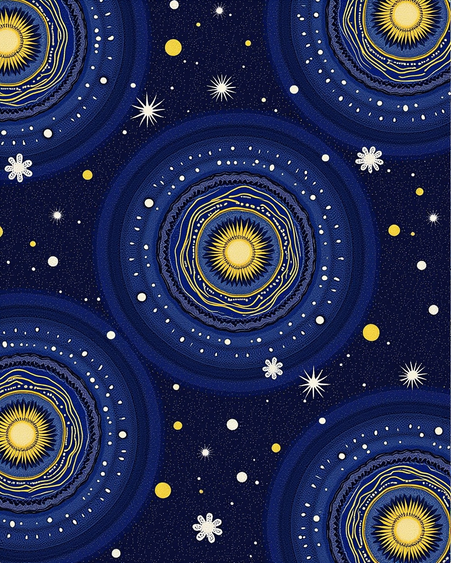 Cosmic Golden Sun Mandala Night Rug