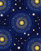 Cosmic Golden Sun Mandala Night Rug