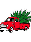 Vintage Red Truck Pine Tree Accents Rug