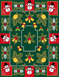 Festive Snowmen Jingle Bell Evergreen Garland Rug