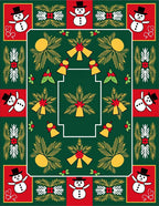 Festive Snowmen Jingle Bell Evergreen Garland Rug