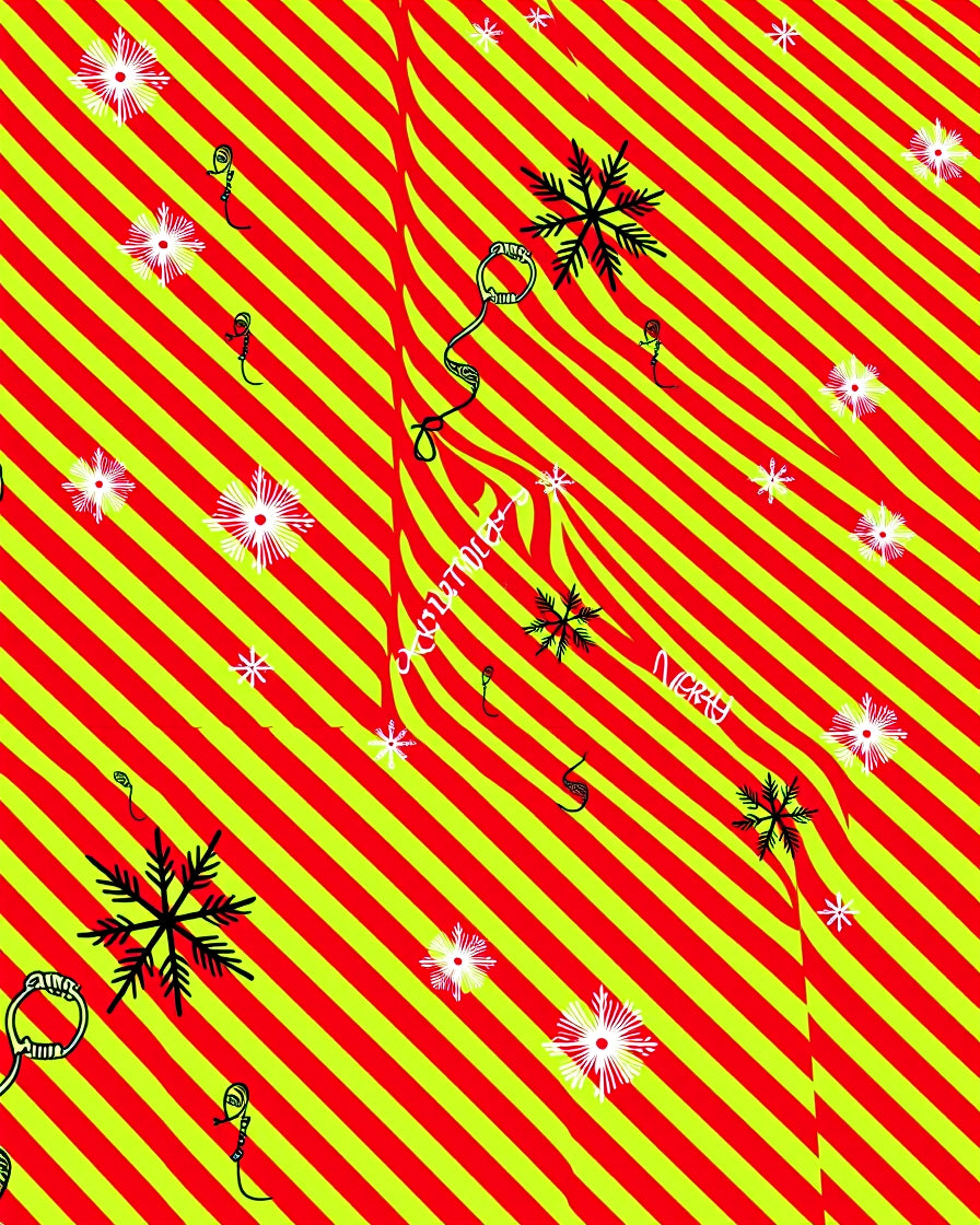 Vibrant Red Yellow Stripe Snowflake Accents Rug
