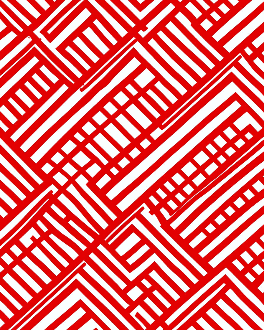 Bold Red Interlocking Stripe Rug
