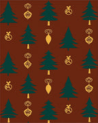 Emerald Tree Ornaments On Brown Rug