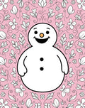 Pink Snowman Floral Whimsical Garden Rug