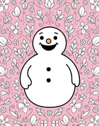 Pink Snowman Floral Whimsical Garden Rug