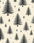 Black Evergreen Trees on Cream Rug
