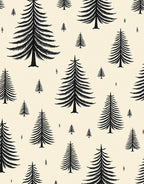 Black Evergreen Trees on Cream Rug