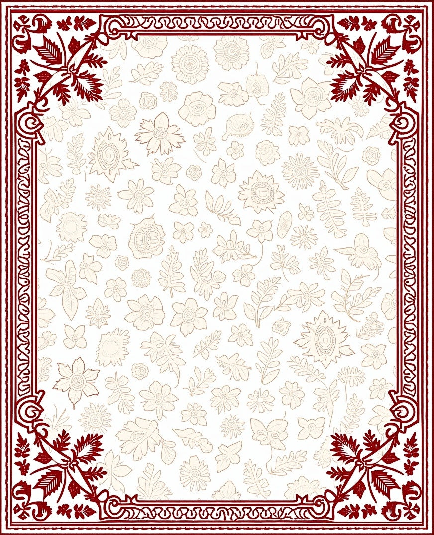 Crimson Corner Floral Botanical Background Rug
