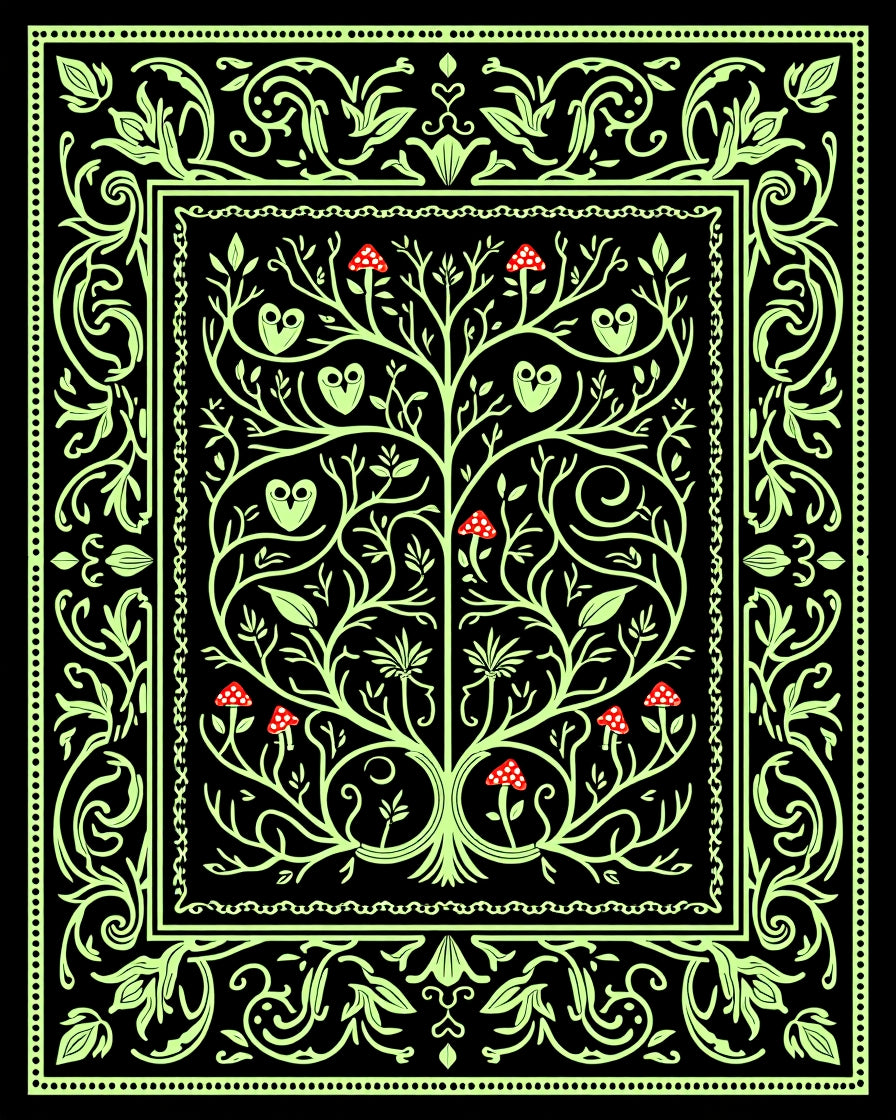 Whimsical Glow Tree Forest Owl Rug