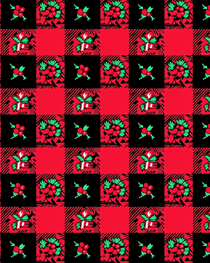 Red Black Buffalo Check Holly Sprigs Rug